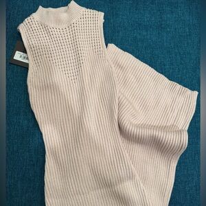 Le Lis Tan Nude Knit Ribbed Midi Sweater Dress